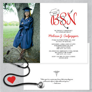 Invitation BSN Nurse photo graduation + célébration