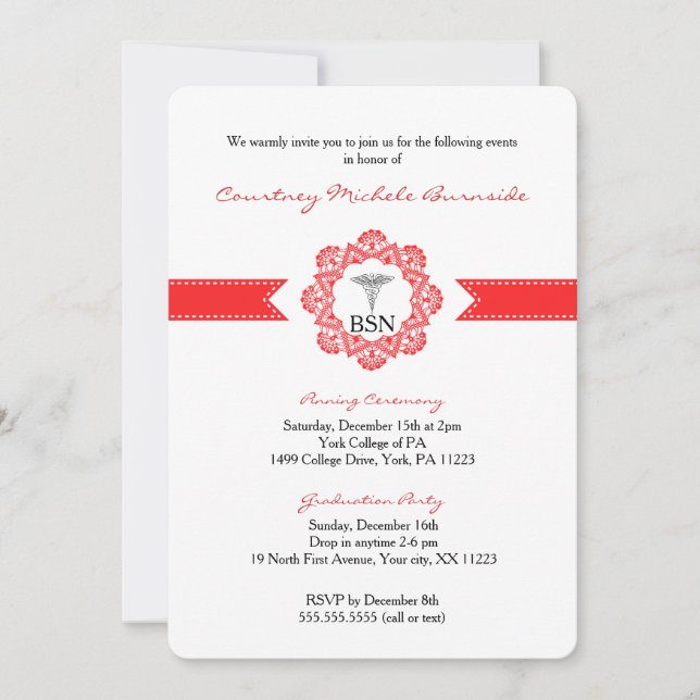 Invitation BSN RN graduation / cérémonie de dépouillement / r (Devant)