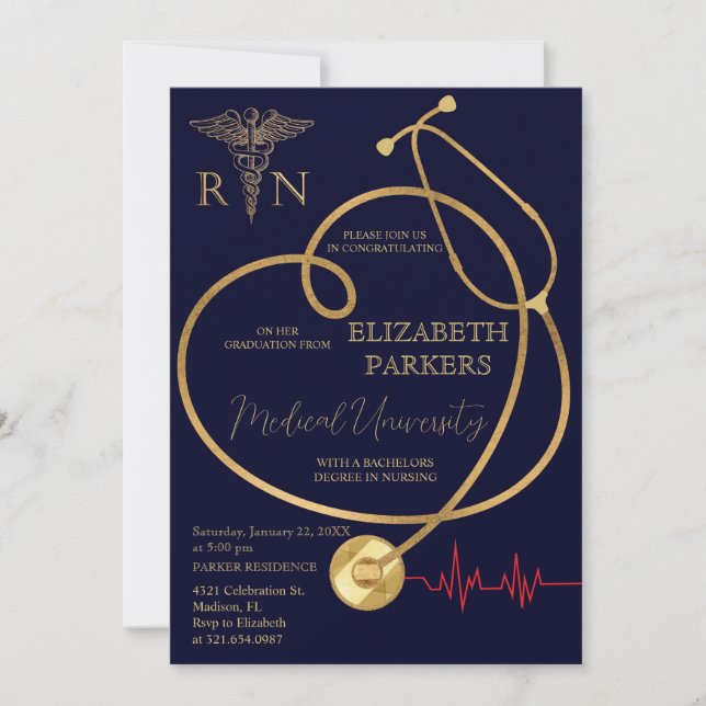 Invitation BSN RN Marine Gold Nursing Party (Devant)