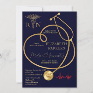 Invitation BSN RN Marine Gold Nursing Party