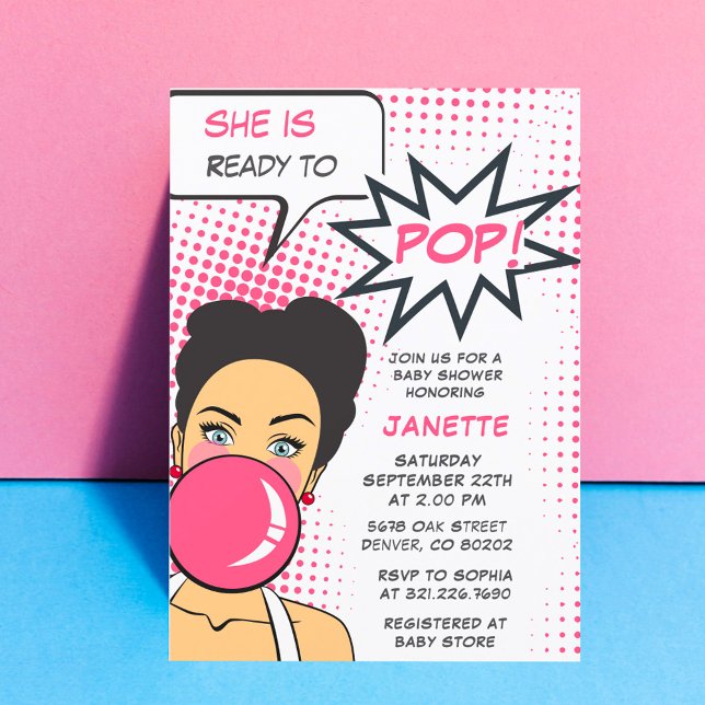 Invitation Bubble Gum Prêt à Pop Girl Baby shower (Créateur téléchargé)