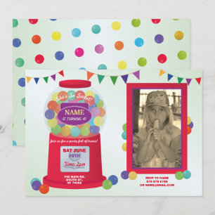 Invitation Bubblegum Machine Anniversaire Sweets Traitements 