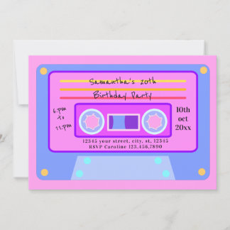 Invitation Bubblegum Pink Cassette 20 Anniversaire des années