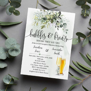 Invitation Bubbles and Brews douche Eucalyptus verdure