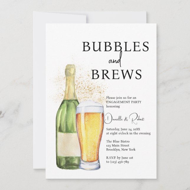 Invitation Bubbles and Brews Engagement Party (Devant)
