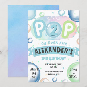 Invitation Bubbles Anniversaire Pop sur les enfants 1er 2e 3e