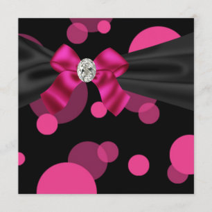 Invitation Bubbles Black Cravate Party rose Black Party Invit