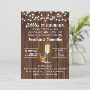 Invitation Bubbles & Bourbon avant de faire mariage rustique