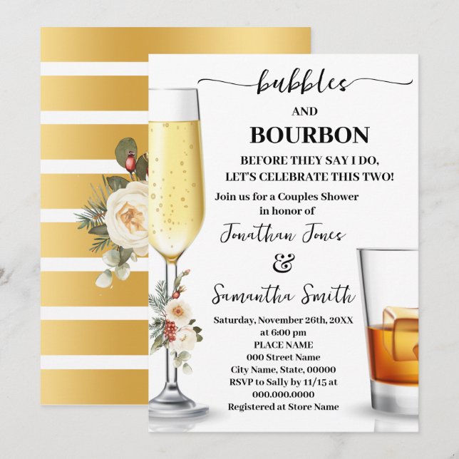 Invitation Bubbles & Bourbon Before I do Winter Shower (Devant / Derrière)