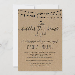 Invitation Bubbles & Brews Mariage fête d'anniversaire