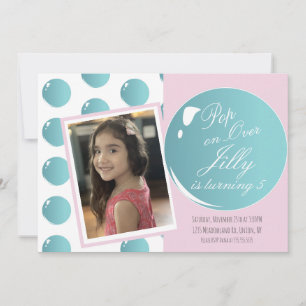 Invitation Bubbles Pop over Anniversaire fête rose