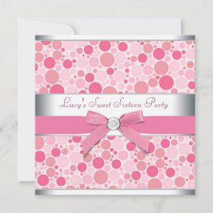 Invitation Bubbles roses Rose Sweet 16 Anniversaire