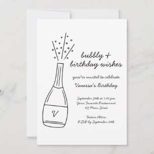 Invitation Bubbly Anniversaire de souhaits Poptiner bouteille