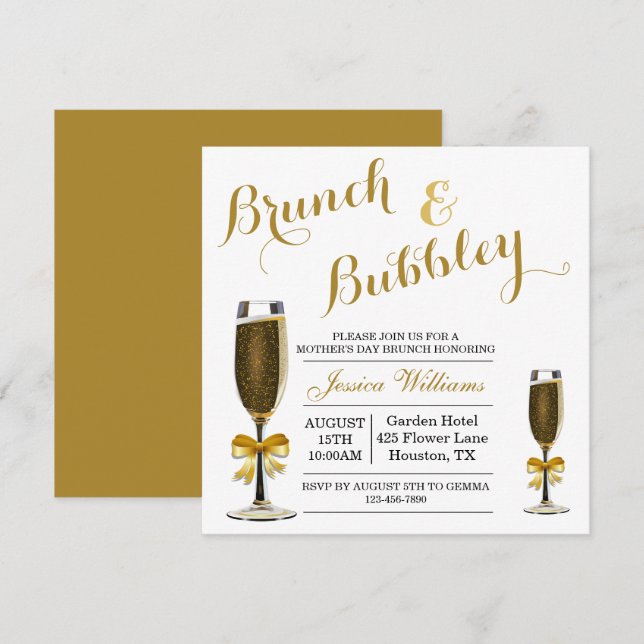 Invitation Bubbly & Brunch Fête des mères (Devant / Derrière)