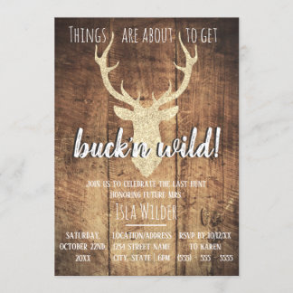 Invitation Buck'n Wild Dernier Hunt Rustic Bachelorette Party