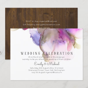 Invitation Budget Abstrait Rainbow Purple Mariage