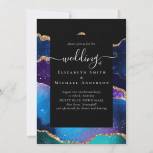 Invitation BUDGET AGATE Blue Purple Gold Mariage Budget