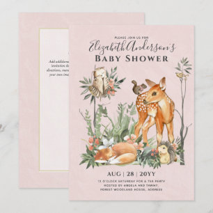 Invitation BUDGET Animaux de bois bébé garçon fille douche V.
