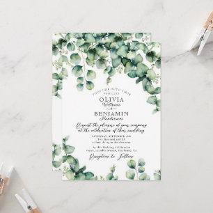 Invitation Budget Aquarelle eucalyptus Mariage de verdure