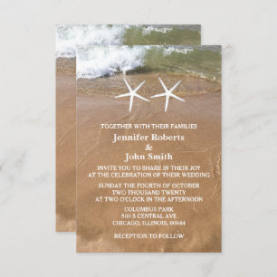 Invitation Budget Beach Starfish QR Code Ocean Mariage