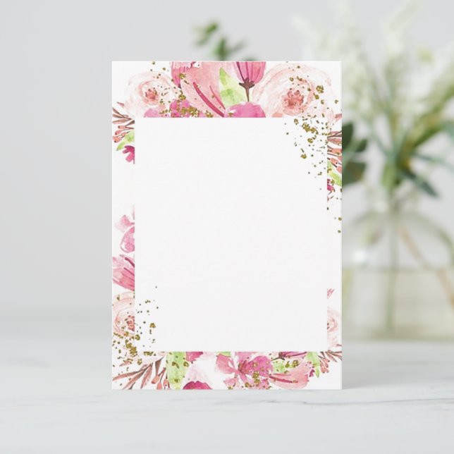 Invitation Budget blanc Fantastique mariage floral rose (Debout devant)