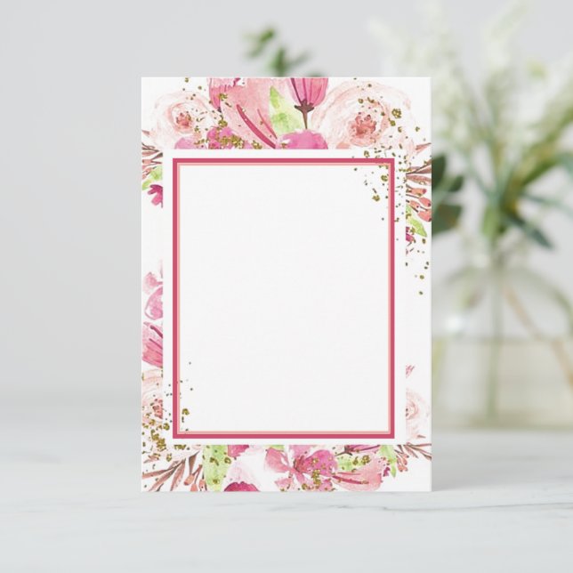 Invitation Budget blanc Fantastique mariage floral rose Invit (Debout devant)