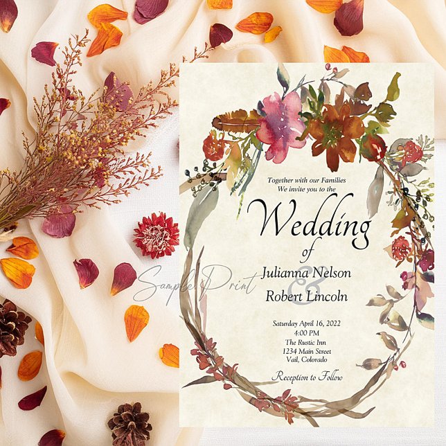 Invitation Budget blanc mariage floral Boho aquarelle  (Créateur téléchargé)