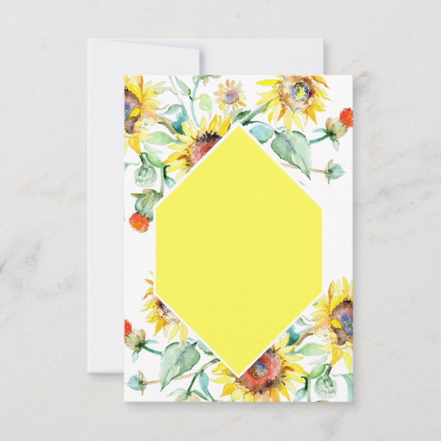 Invitation Budget blanc Sunny tournesols mariage (Devant)