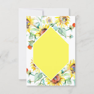Invitation Budget blanc Sunny tournesols mariage