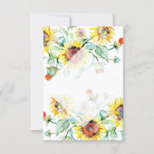 Invitation Budget blanc Sunny tournesols mariage