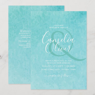 Invitation Budget BLIZZARD BLUE Watercolor Plage Mariage