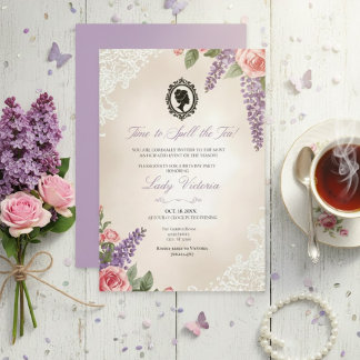 Invitation Budget Blue Florals Bridgerton Birthday Party