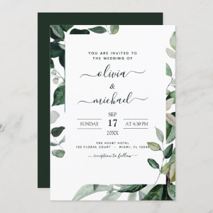 Invitation Budget Botanique Verdure Feuillage Mariage