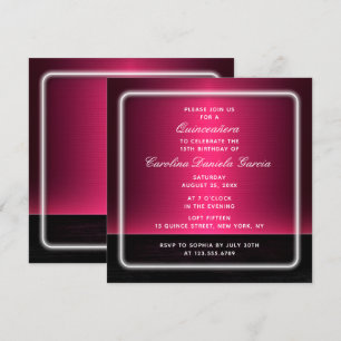 Invitation Budget Chic moderne violet fille Glam Quinceañera