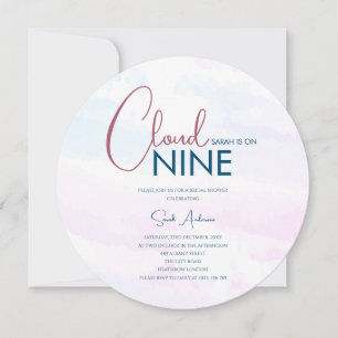 Invitation Budget Cloud Neuf Fête des mariées bleu rose moder