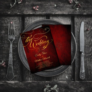 Invitation Budget de parchemin rouge vintage, Calcul d'or