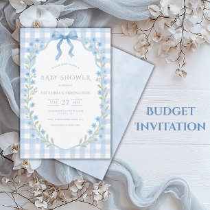 Invitation Budget En vichy Baby shower Floral Vintage