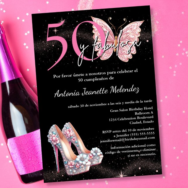 Invitation Budget Espagnol 50 y Fabulosa 50e fête d'anniversa (Créateur téléchargé)