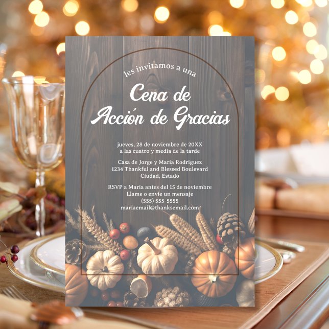 Invitation Budget espagnol Citrouilles Brown Thanksgiving Dîn (Créateur téléchargé)