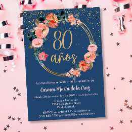 Invitation Budget Espagnol élégant Floral 80e fête d'annivers