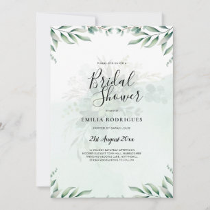 Invitation Budget Eucalyptus Feuille Vert Mariage QR CODE