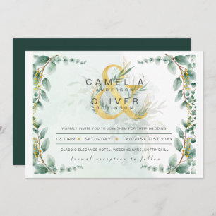 Invitation BUDGET Eucalyptus Verdure Or Mariage QR CODE IN
