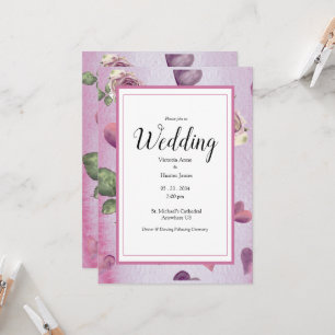 Invitation Budget Floral Bourgogne Aquarelle Élégante Mariage