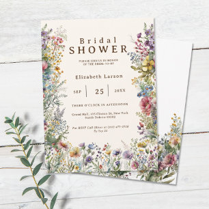Invitation Budget Floral Coloré de Fleurs Sauvages Aquarelle