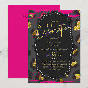 Invitation Budget jolie fille Sweet16 Gold Poster de animal I