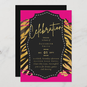 Invitation Budget jolie fille Sweet16 Gold Poster de animal I