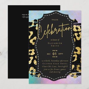 Invitation Budget jolie fille Sweet16 Gold Poster de animal I