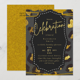 Invitation Budget jolie fille Sweet16 Gold Poster de animal I