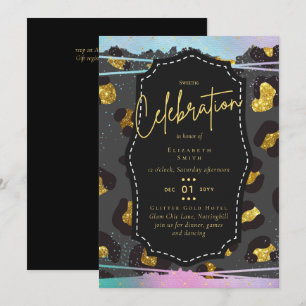 Invitation Budget jolie fille Sweet16 Gold Poster de animal I