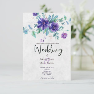 Invitation Budget mariage floral d'aquarelle violet